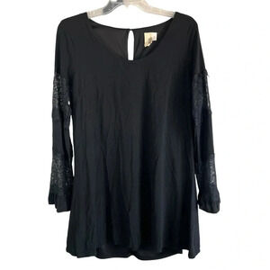 FRANCESCA'S Bird Cage Label Long Sleeve with Lace Black Lined Dress Size Medium